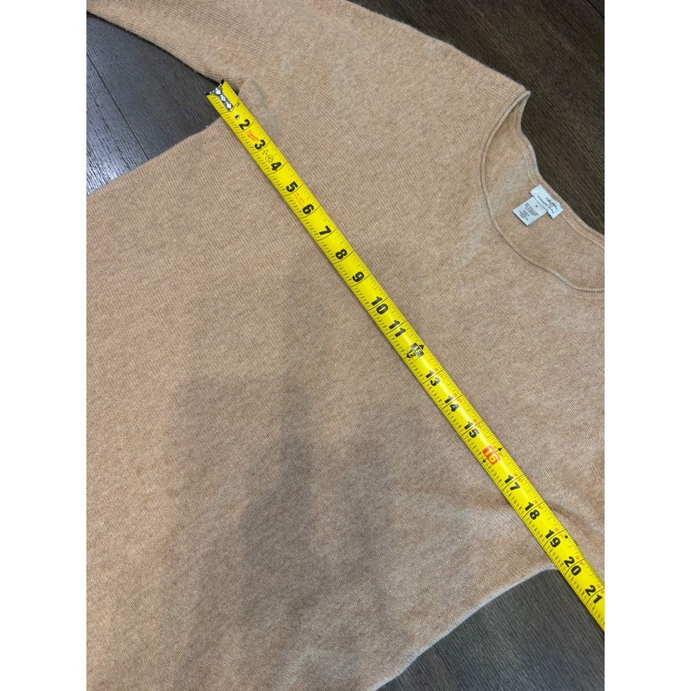 Halogen Cashmere Blend Wool Sweater Dress Tan Camel Crew Neck Long Sleeve M - Picture 6 of 7